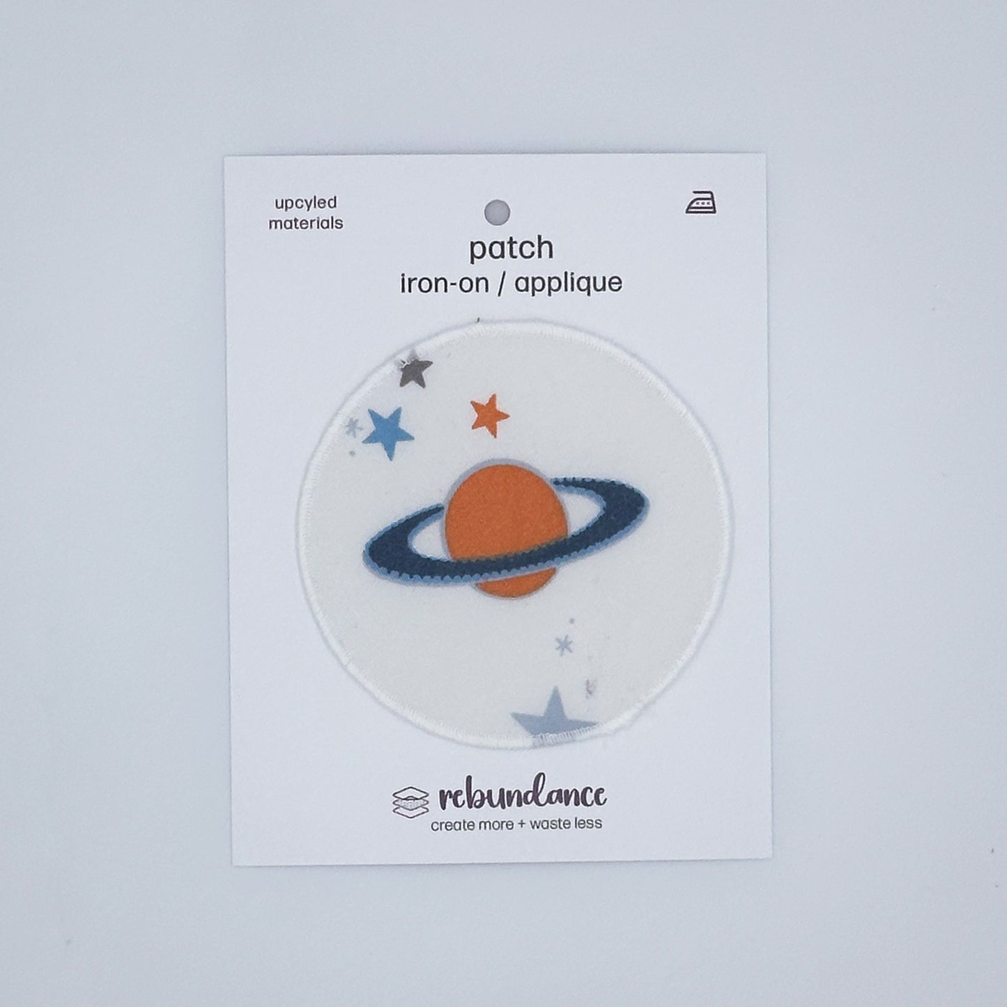 Iron On Patch - Upcycled Fabric - Orange Planet