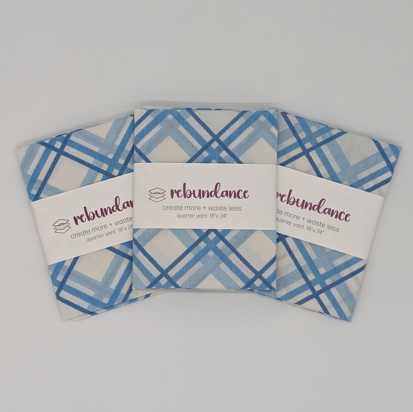 Quarter Yard Fabric 18"x24" - 100% Upcycled - Blue Plaid