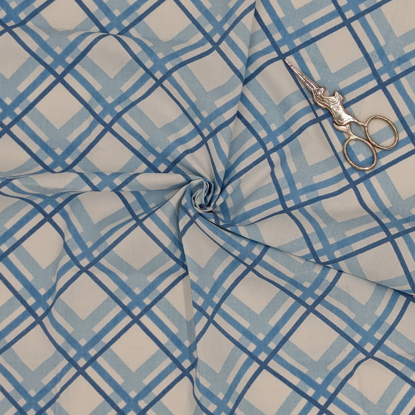 Quarter Yard Fabric 18"x24" - 100% Upcycled - Blue Plaid