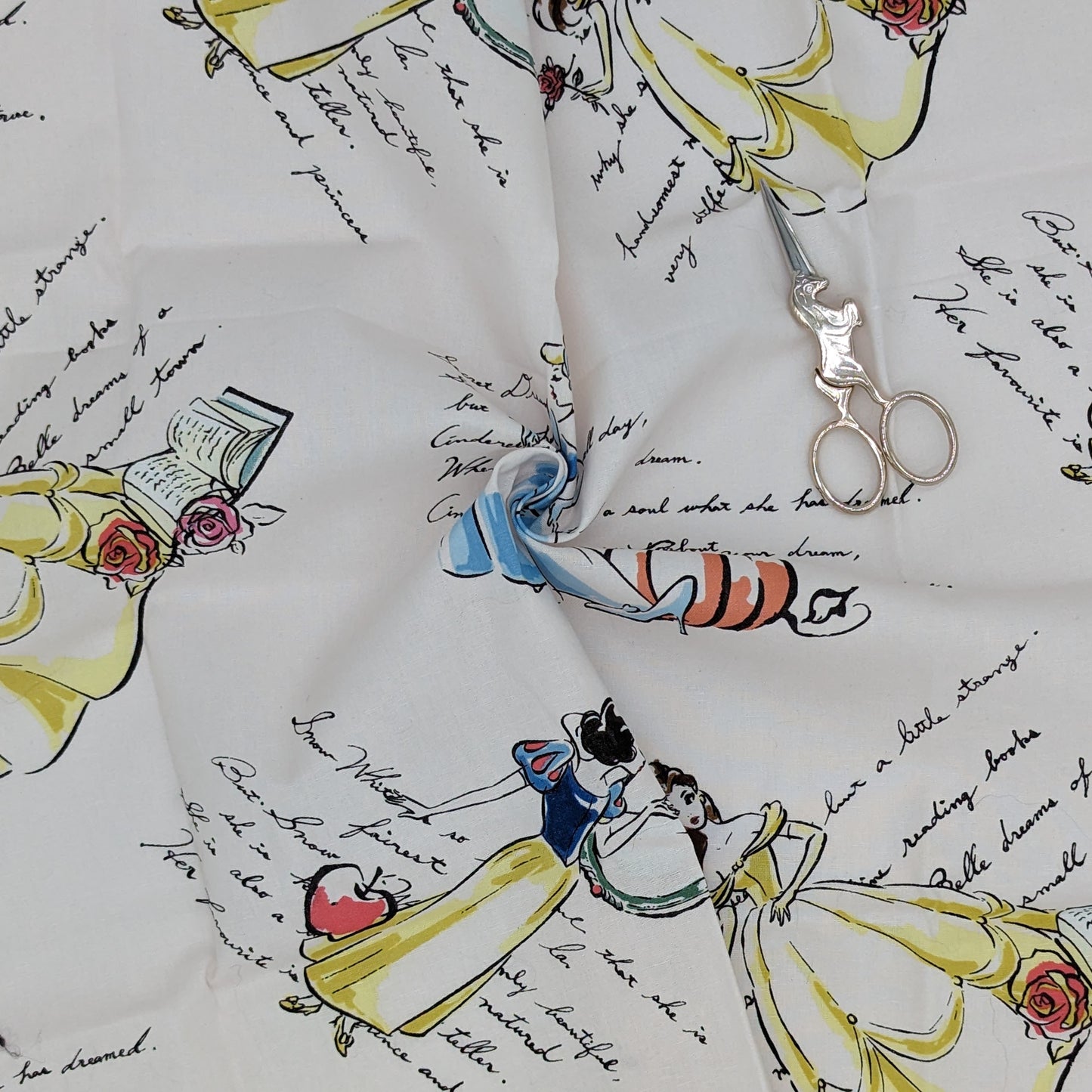 Quarter Yard Fabric 18"x24" - 100% Upcycled - Disney Princess