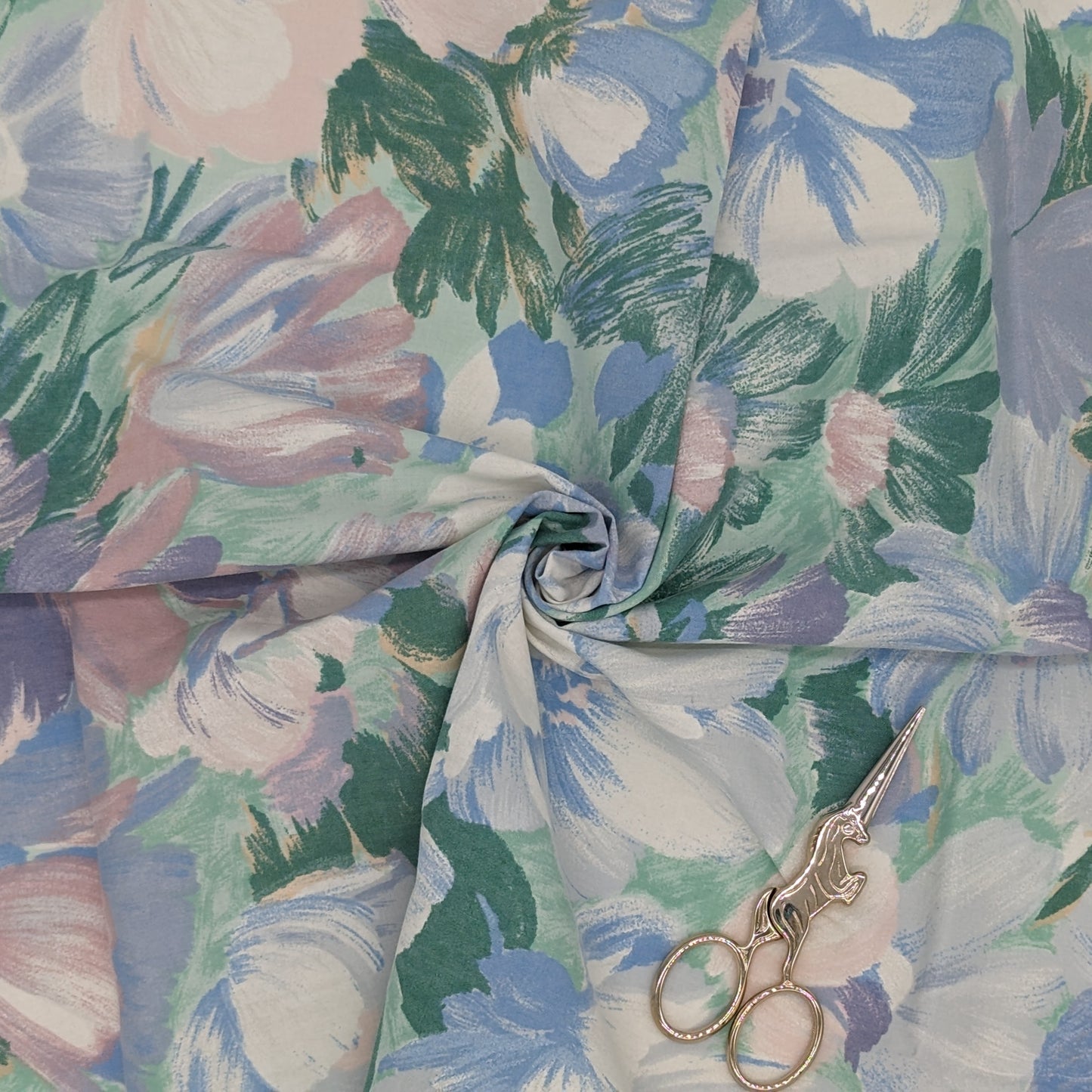 Quarter Yard Fabric 18"x24" - 100% Upcycled - Painted Flowers