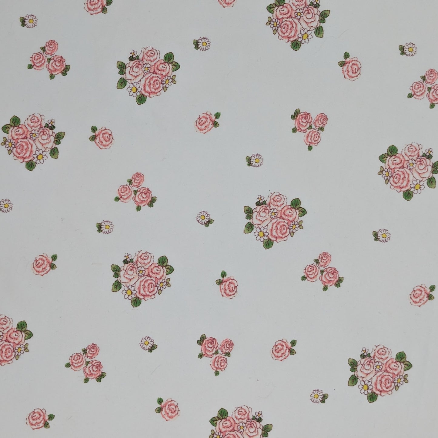Quarter Yard Fabric 18"x24" - 100% Upcycled - white with rosettes and daisies