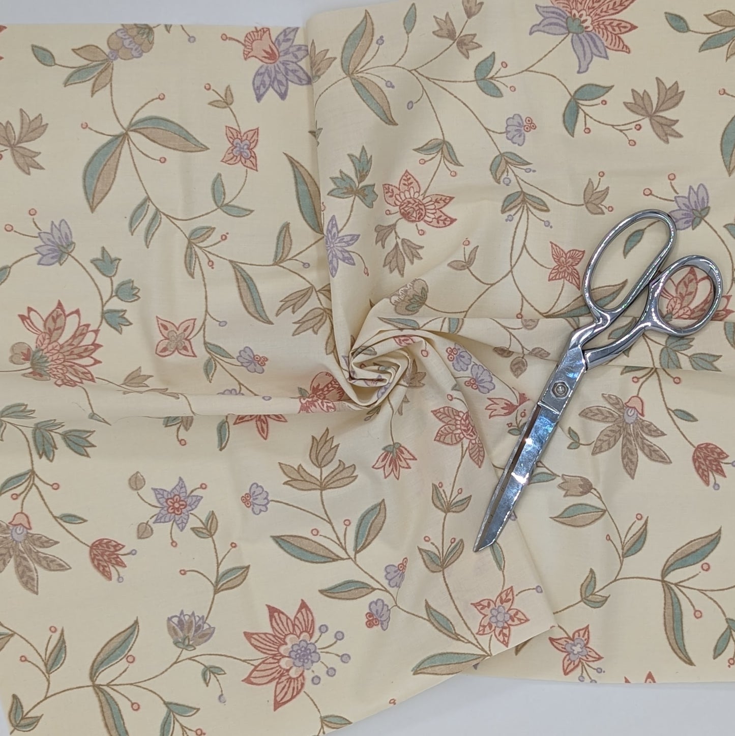 Quarter Yard Fabric 18"x24" 100% Upcycled - yellow cream with floral pattern