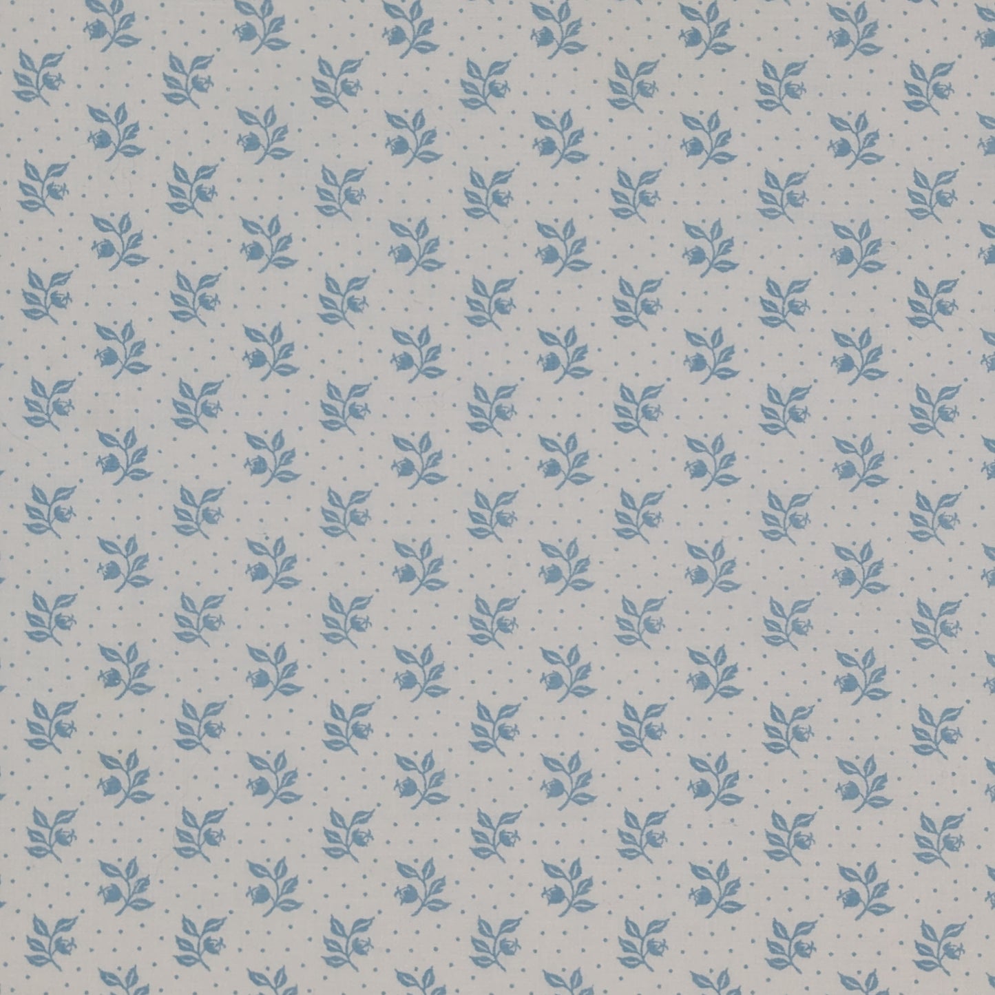 Quarter Yard Fabric 18"x24" - 100% Upcycled - white with small blue dots and branch detail