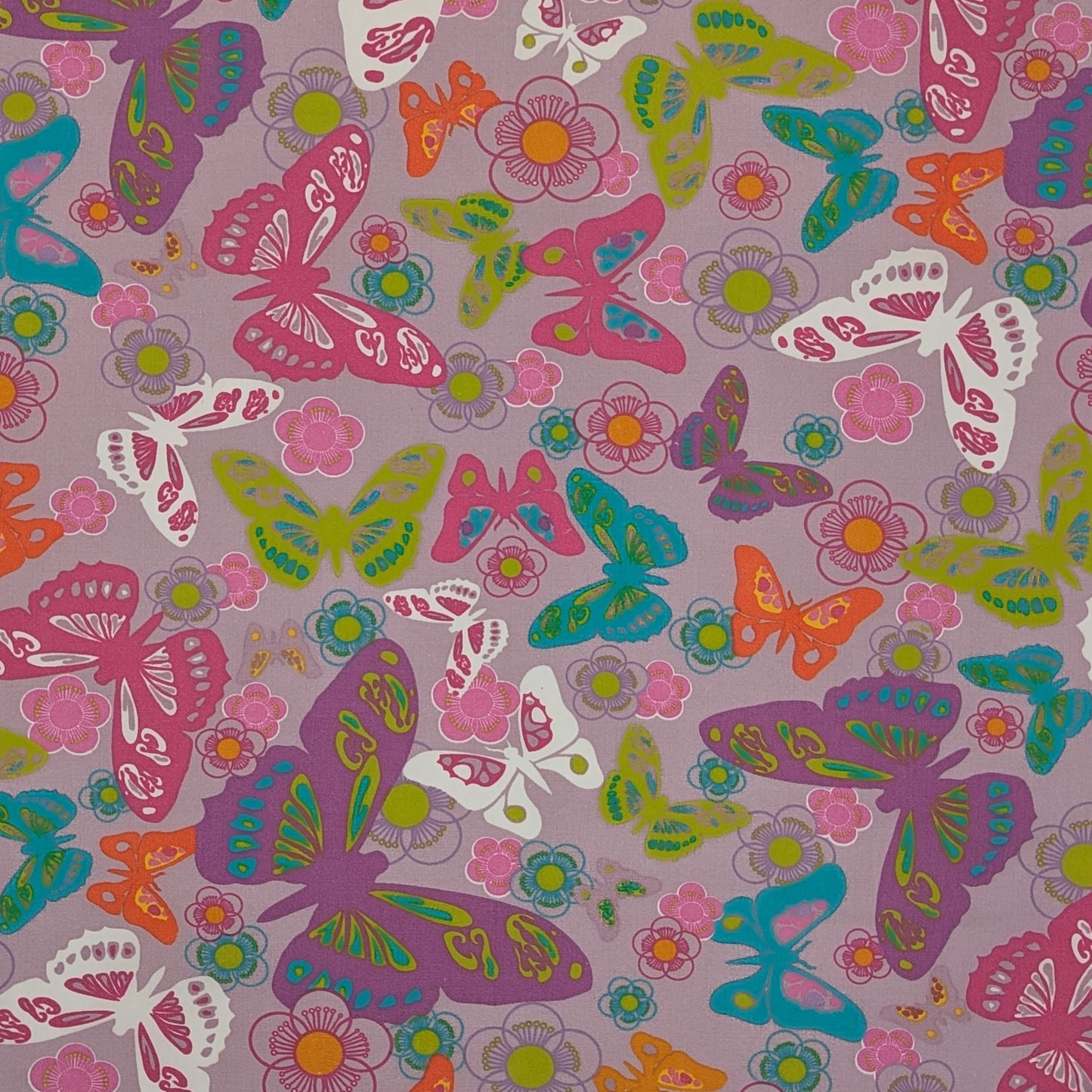 Quarter Yard Fabric 18"x24" - 100% Upcycled - light purple with butterflies and flowers