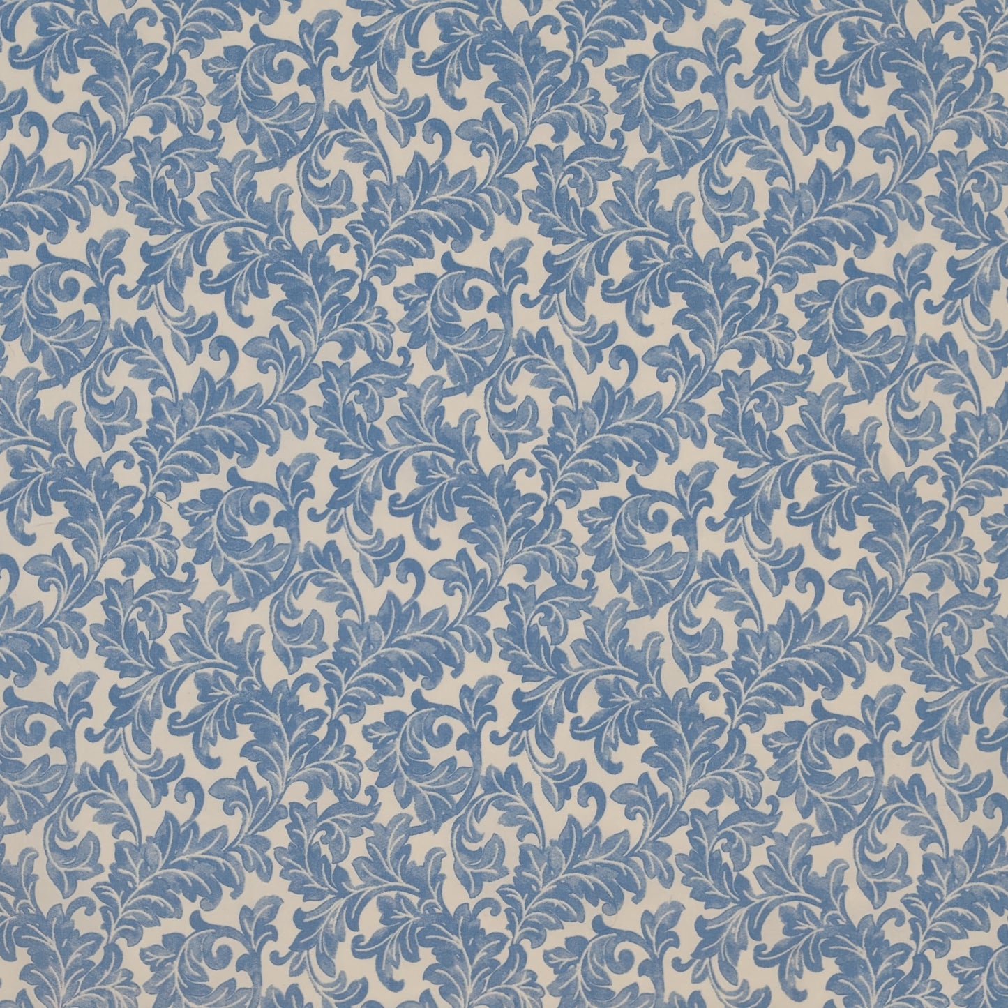 Quarter Yard Fabric 18"x24" - 100% Upcycled - white with blue filigree