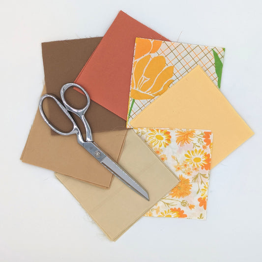 Charm Pack - 5" x 5" - 100% Upcycled Fabric - Rustic Florals