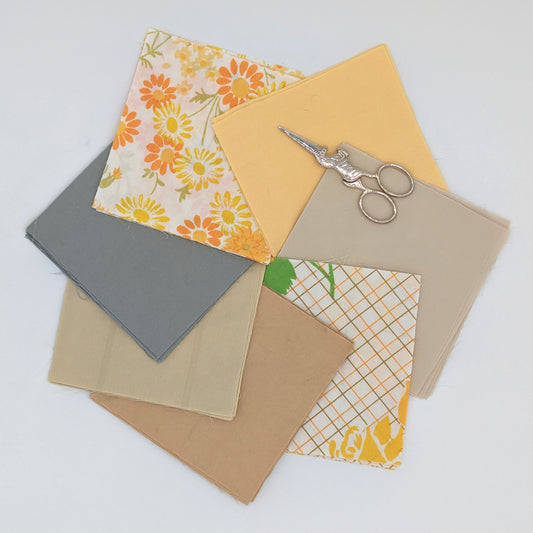 Charm Pack - 5" x 5" - 100% Upcycled Fabric - Yellow Florals