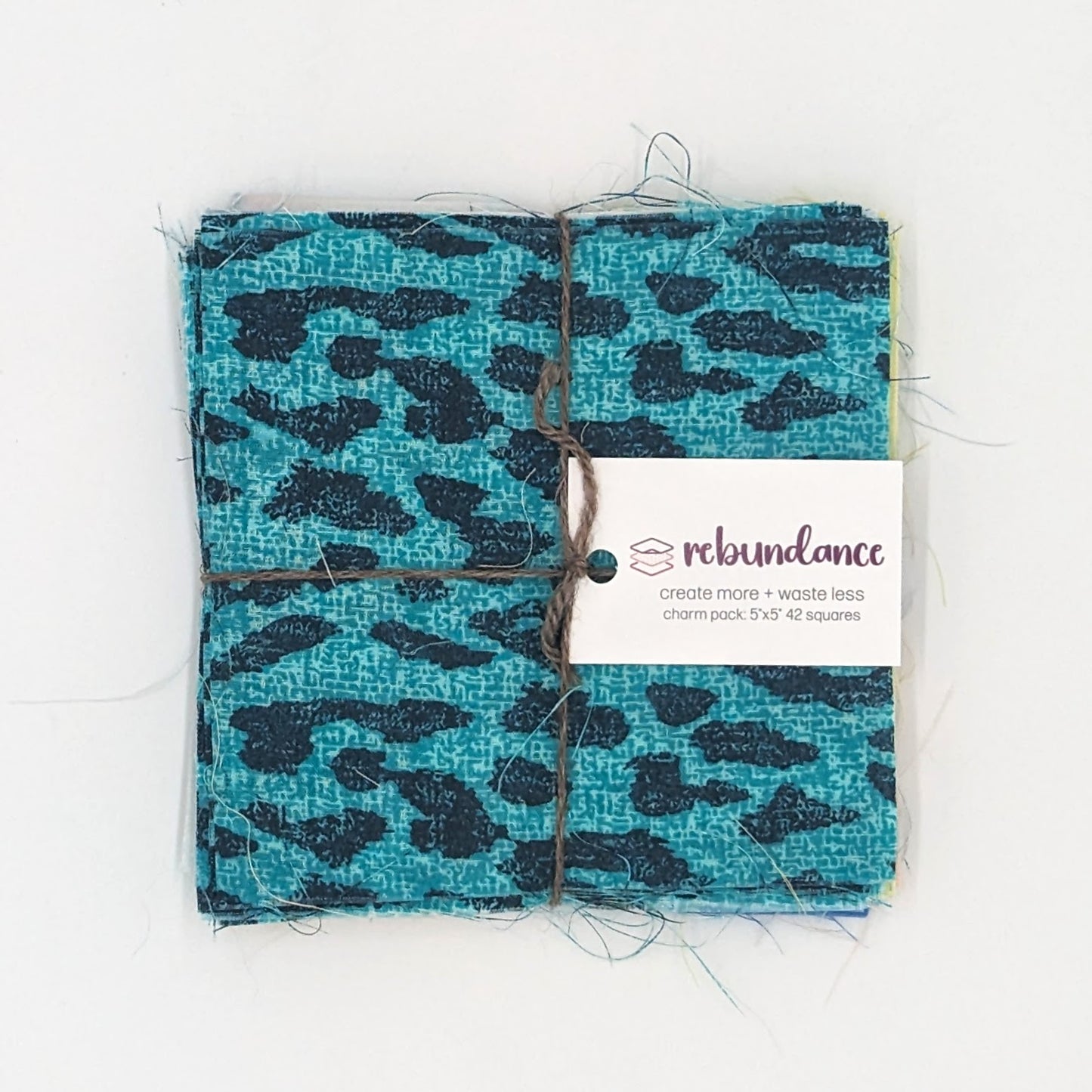 Charm Pack - 5" x 5" - 100% Upcycled Fabric - Blue Leopard