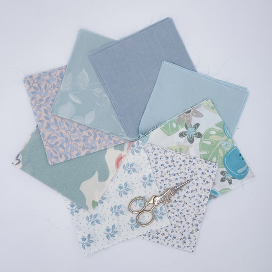 Charm Pack - 5" x 5" - 100% Upcycled Fabric - Denim Summer