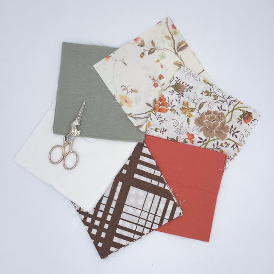 Charm Pack - 5" x 5" - 100% Upcycled Fabric - Rustic Fall