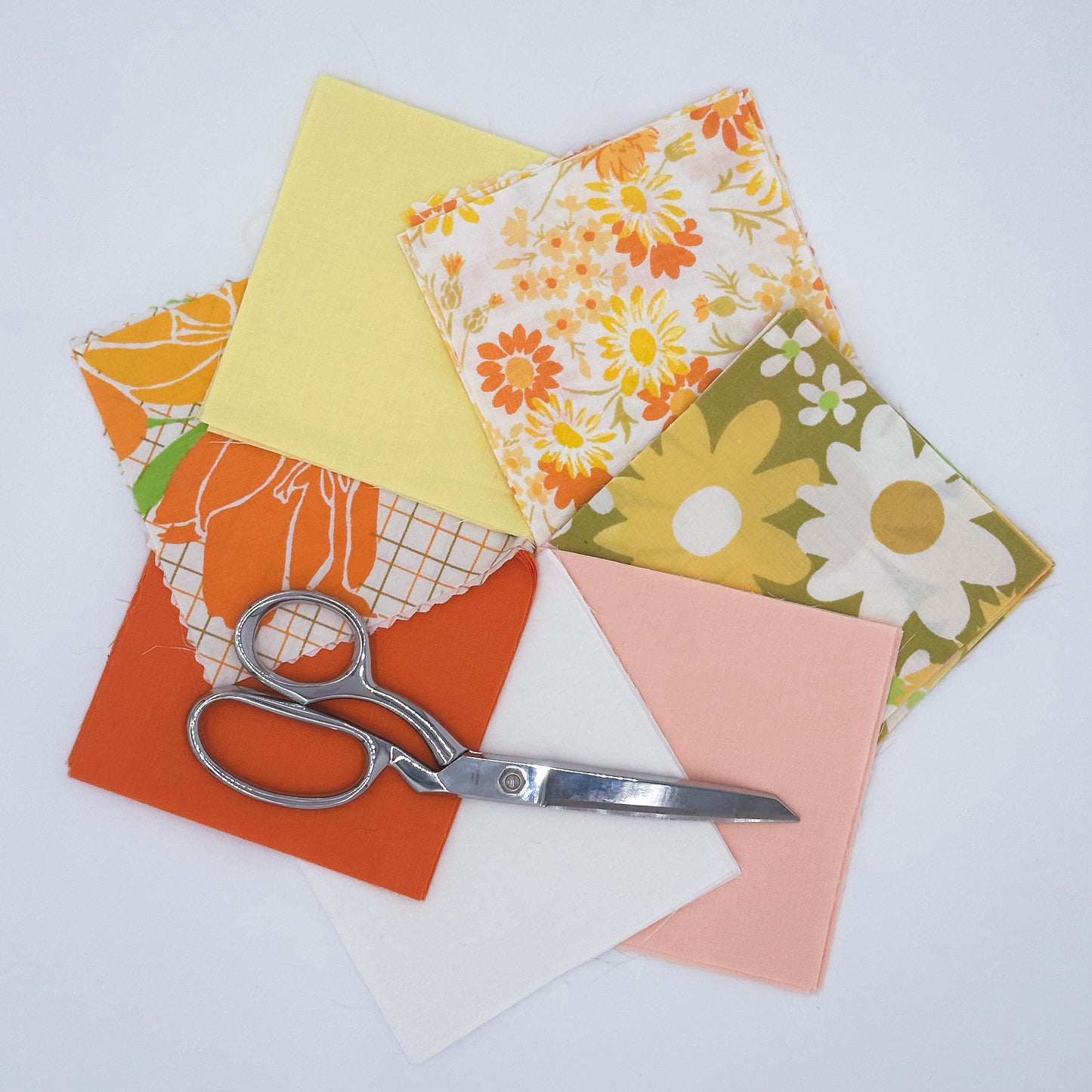 Charm Pack - 5" x 5" - 100% Upcycled Fabric - Orange Spring