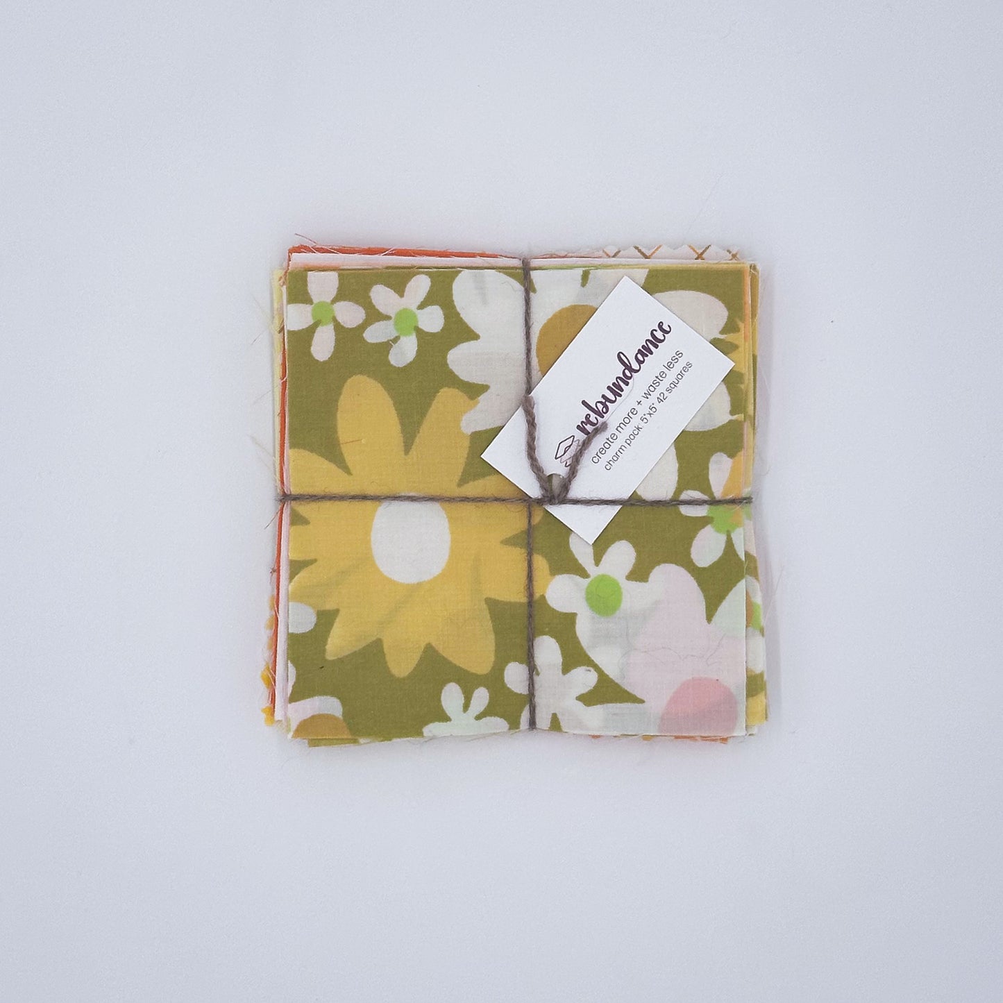 Charm Pack - 5" x 5" - 100% Upcycled Fabric - Orange Spring