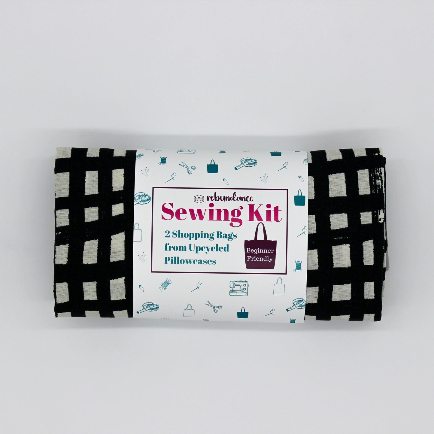 Checkered Print - Upcycled Shopping Bag Kit