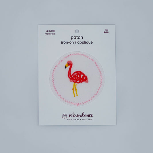 Iron On Patch - Upcycled Fabric - Flamingo Left