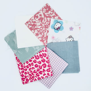 Charm Pack - 5" x 5" - 100% Upcycled Fabric - Hello Kitty