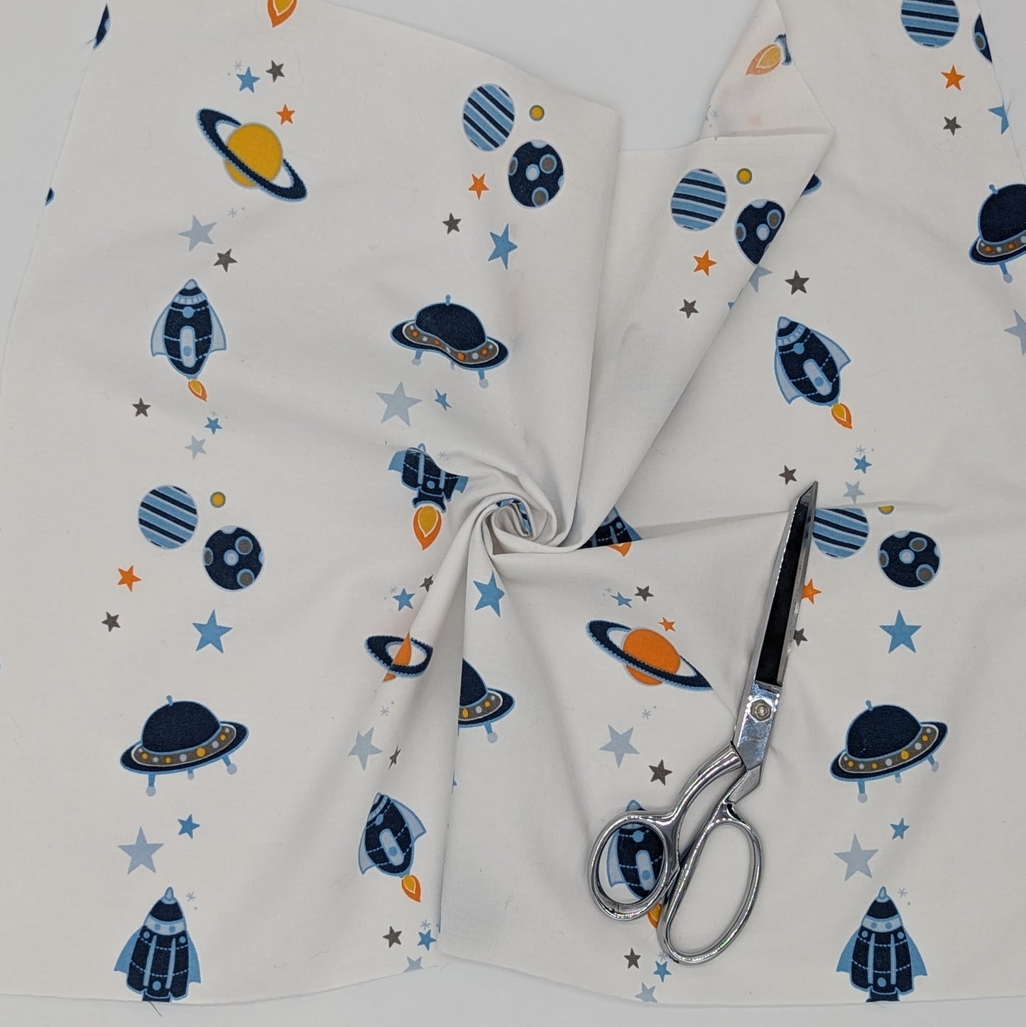 Quarter Yard Fabric 18"x24" 100% Upcycled - white with space print